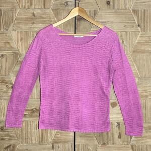 Rafael Petite Orchid Purple Textured Knit Top Crinkle Fabric Women's Small